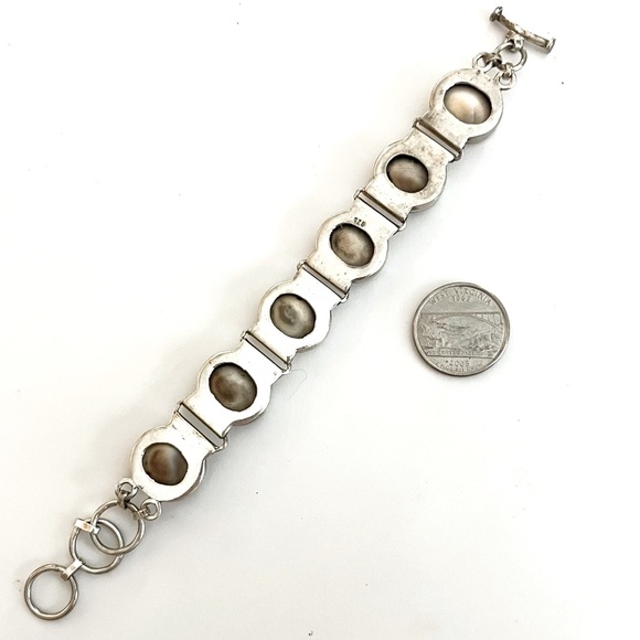 Vintage Pat Malin, Sterling Silver Ivory Swirl Shell Link Bracelet - Picture 4 of 6